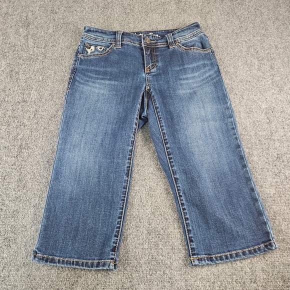 INC International Concepts Pants - INC International Concepts Curvy Capri Jeans Dark Wash Embroidered Blue Size 0